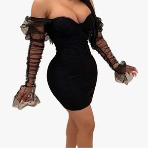 Bodycon Club/Dinner dress w/ mesh sleeves